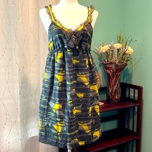 ANTHROPOLOGIE Hero & Leander 100% Silk Soaring Shapes Slip Dress Size M